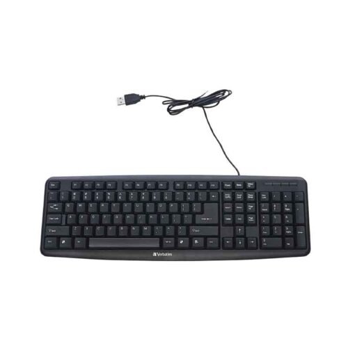 Verbatim Slimline Corded USB Keyboard – (Black) Simple Keyboard 99201
